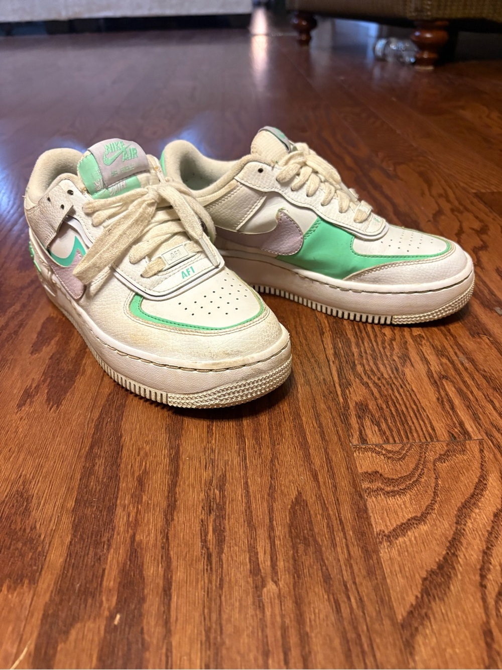 Nike Kids' Air Force 1 Low - Cream with Mint & Light Pink Accents